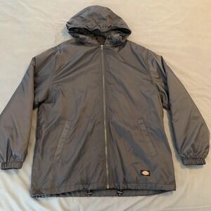 Dickies Windbreaker Jacket Mens Medium Gray Hooded Nylon Insulated Full Zip